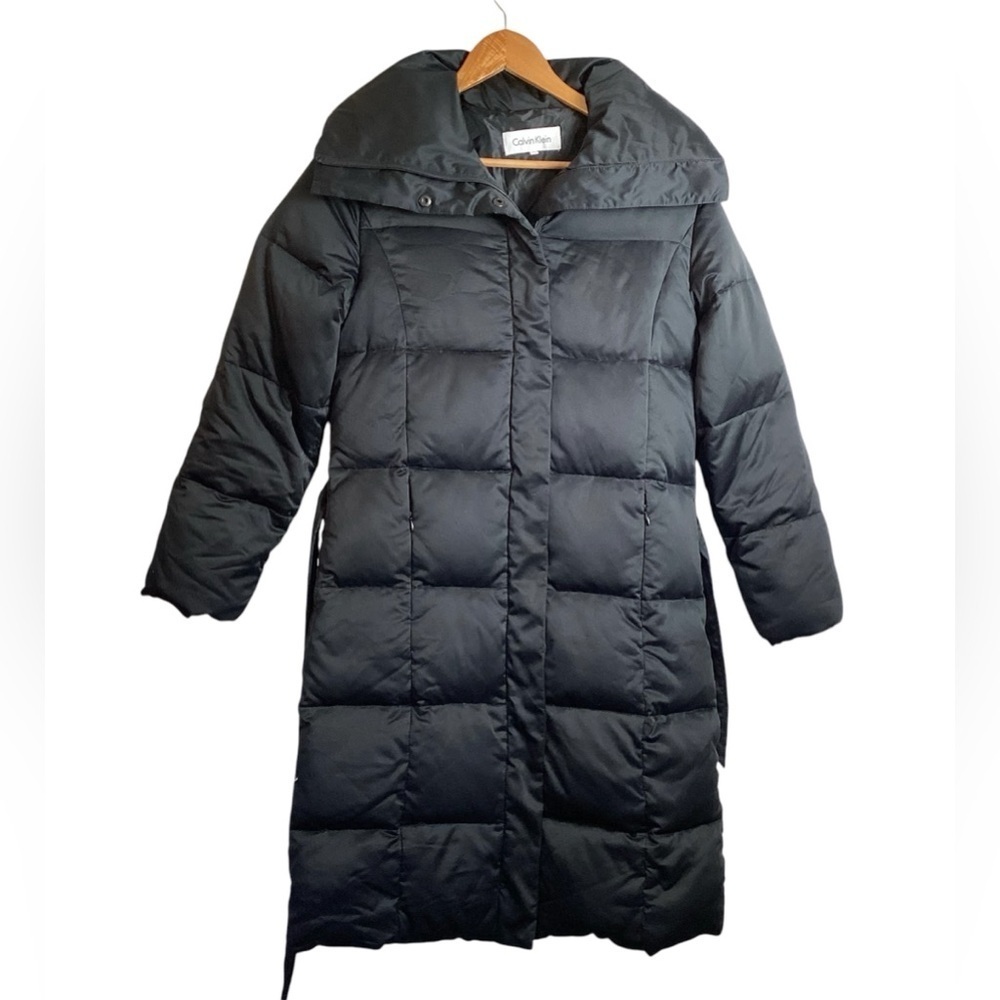 Calvin Klein Black Puffer Jacket size XS Duck  Down Above knee Length